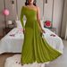 Foreign Trade Cross-border European And American Women's Clothing 2025 Off-shoulder Dress_ecoleips.com