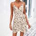 Women's Floral Print Slip Dress Adjustable Ties V-Neck Open Back Bodycon Midi Dress_ecoleips.com