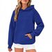 Women's Casual Stripe Hooded Long Sleeve Sweatshirt - Loose Fit Pullover With Pockets, Soft Polyester Blend, Trendy Streetwear For Autumn Winter_ecoleips.com