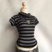 2025 Summer New European And American Style Trendy Retro High Collar Striped Slim Fit Short Sleeve T-Shirt Top In Stock_ecoleips.com