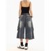 Regular Unbranded Summer Design Sense Multi-Pocket Cargo Denim Capri Shorts Women Straight Pants High Waist_ecoleips.com