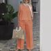 Women's Clothing Cotton And Linen Suit Sleeveless Tops Wide Leg Trousers Two Piece Suit_ecoleips.com