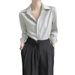 Simple Elegant Satin For Women, Commuting Shirt With Unique Design, Spring And Autumn New Style_ecoleips.com