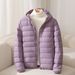 Women's Lightweight Hooded Down Jacket With White Duck Feather Filling, Slim Fit, Plus Size Available, Casual & Commuter Style_ecoleips.com