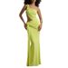 2025 European And American Cross-Border Summer Sexy One-Shoulder Backless Tube Fashion Solid Color Tie Ruched Long Dress_ecoleips.com