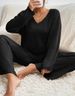 Women's Clothing New V Neck Loose Casual Pit Stripe Brushed Long Sleeve Suit_ecoleips.com