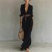 Women's Elegant Sexy Solid Color Dress Autumn Irregular Design With Belt European American Style_ecoleips.com