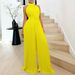 C8588 Foreign Trade European And American Summer Fashion Solid Color Sleeveless Sexy Wide-Leg Pleated Jumpsuit_ecoleips.com
