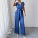 Women's Clothing Simple Fashion Style Deep V High End Wide Leg Jumpsuit Women's Clothing Spring And Summer_ecoleips.com