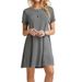 Summer Women Solid Color Dress Short Sleeve Mini Causal Dresses O-Neck Basic A-line Floral Printed Leopard Thick Vestidos_ecoleips.com