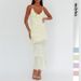 Women Summer Solid Color Spaghetti Strap Dress Elegant Slimming Ruffle Hem Maxi Dress Casual Party Long Gown_ecoleips.com