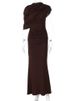 Mozision Irregular Ruched Sexy Maxi Dress For Women Elegant Autumn Inclined Shoulder Pleated Club Party Long Dresses Female_ecoleips.com