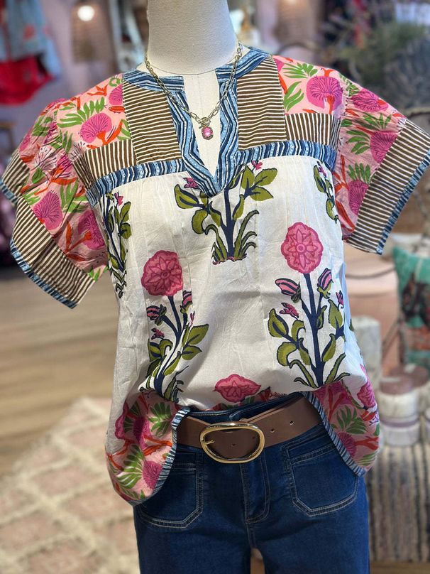 Verve 2025 Summer New Women's Loose Casual Printed Round Neck Shirt_ecoleips.com