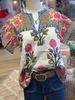 Verve 2025 Summer New Women's Loose Casual Printed Round Neck Shirt_ecoleips.com