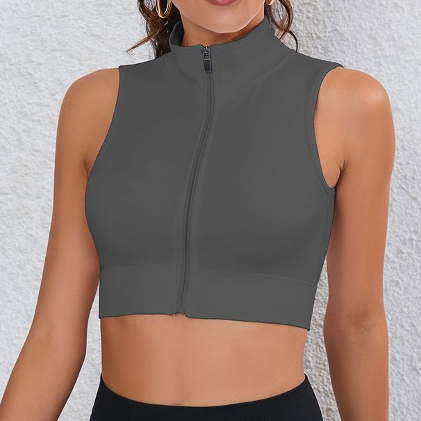 Cross Border Seamless Zippered Sports Bra Vest Backless Fitness Running Yoga Top Outerwear for Women_ecoleips.com