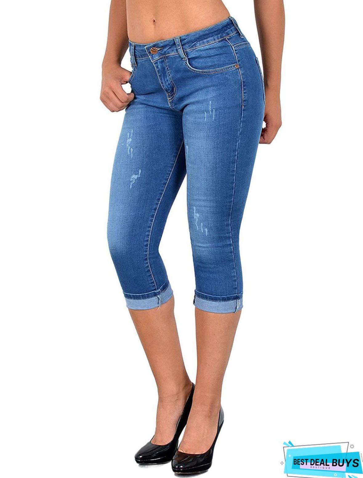Women's Clothing Women's Slim Fit Skinny Jeans Capri Pants Stretch Casual Style Simple Design For Formal & Casual For Women_ecoleips.com