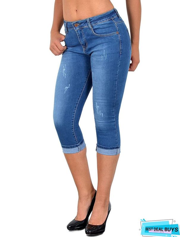 Women's Clothing Women's Slim Fit Skinny Jeans Capri Pants Stretch Casual Style Simple Design For Formal & Casual For Women_ecoleips.com