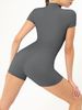 K Zipper Short Sleeved Jumpsuit Yoga Shorts Women's Dance Fitness Tight Fitting Sports Jumpsuit Shorts_ecoleips.com
