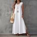 Elegant Sleeveless V-Neck Side Slit Maxi Dress For Women - Summer A-Line Flowy Long Dress In Solid Colors (S-XXL)_ecoleips.com