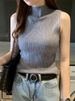 AOSSVIAO 2026 Women Knitted Tank Tops Women Thin Tops Basic Casual Tank Tops Half Neck Tees Sleeveless Tops For Women_ecoleips.com