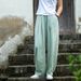 25 Autumn New Loose Fit Washed Cotton Slimming Casual Long Women's Linen Lantern Pants_ecoleips.com