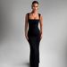 Foreign Trade European And American Style Women's Summer 2025 New Sexy Square Neck Slimming Solid Color Long Dress_ecoleips.com