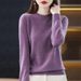 Women's Clothing Round Neck Knit Sweater - Solid Color Long Sleeve Pullover For Autumn & Winter_ecoleips.com
