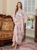 Embroidered Dubai Abaya Dress – Elegant Muslim Long Robe With Floral Stitching – Modest Arabian Gown For Women (Pink/White, M-XXL)_ecoleips.com
