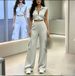 Women's Clothing Spring Summer Two Piece Set Collared Zip Up Cropped Sleeveless Top Elastic Waist Cargo Pants_ecoleips.com