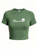 Women's Fashion Cropped Tee, Stylish Streetwear Short Top For Outdoor & Daily Look_ecoleips.com
