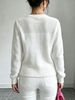 Women Lightweight Breathable Thin Mesh Fuzzy Knit Sweater, Crew Neck Long Sleeve Spliced Heart Hollow Mesh Oversized Loose Soft Casual Knitted Top_ecoleips.com