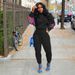 Women's Clothing FYS10342 Hot sale sexy casual solid color splicing print contrast color suit_ecoleips.com