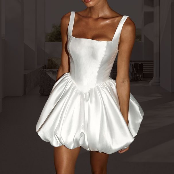 Elegant Strapless Floral Print Mini Dress French-Inspired Babydoll Party Cocktail Gown for Birthdays And Dances Women's Clothing_ecoleips.com