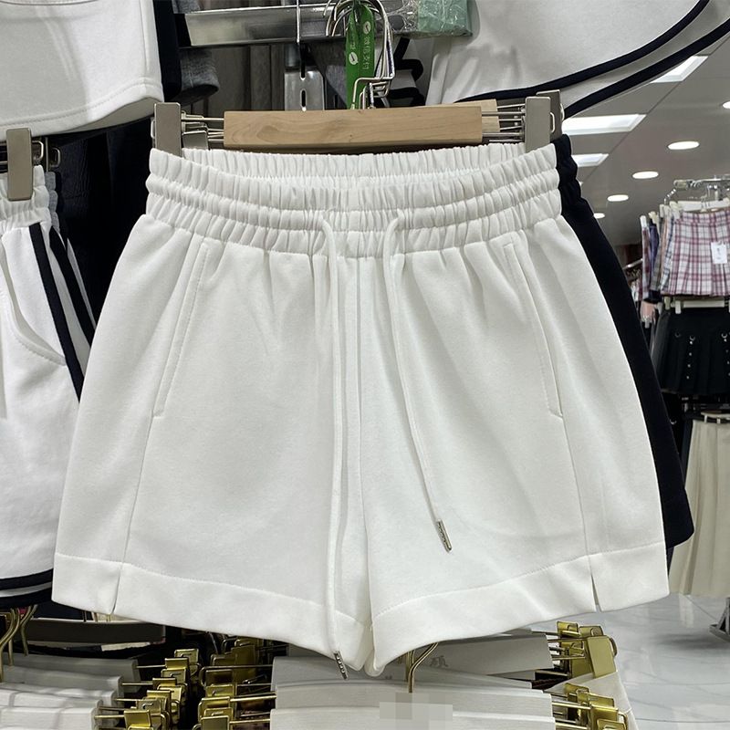 Women's Clothing Elastic Waist Drawstring Loose Sports Pants Side Slit Slim A Line Casual Outer Wear Shorts_ecoleips.com