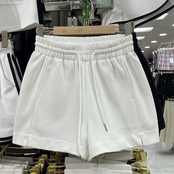 Women's Clothing Elastic Waist Drawstring Loose Sports Pants Side Slit Slim A Line Casual Outer Wear Shorts_ecoleips.com