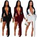 Elegant V-Neck Ribbon Tie Dress For Women - Stretchy Bodycon Mini Dress With Long Sleeves, Flowy Hemline (Black/Burgundy/White)_ecoleips.com