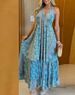 Women's Clothing Women's Summer Suspender V Neck Print Sexy Loose Swing Dress_ecoleips.com