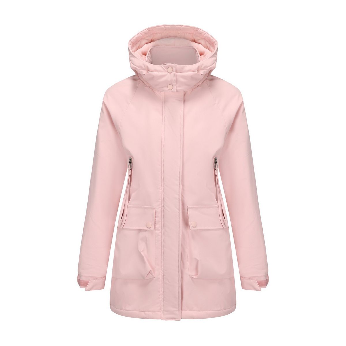 Women's Clothing Detachable Hood Winter Parka With Fleece Lining, Water-Resistant Windbreaker Jacket For Women, Warm Long Coat For Fall & Winter_ecoleips.com