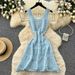 French Style White Sleeveless Knit Dress Elegant Sophisticated Slimming A-Line Skirt Hollowed out Waist Cinching New Summer Refreshing_ecoleips.com