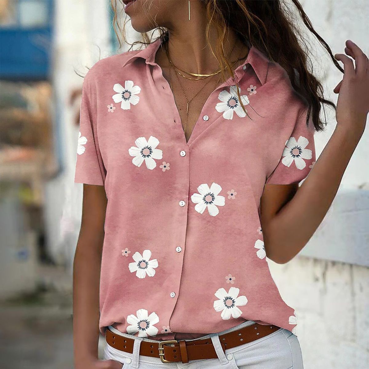 Women's Clothing A Large Number Of Ready Made New Lapel Long Sleeved Flower Printed Shirts Stylish And Slim Fitting Shirts_ecoleips.com