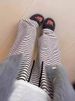 Slouchy Striped Straight Leg Glutinous Rice Pants Women's Large Size Spring Day Loose Slim Wide Leg Pants Apricot Color_ecoleips.com