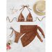 Women's Clothing Bikini Three-Piece Set Strapless Wrap Cover Up Separate Swimsuit Pure Color Fashionable Swimwear_ecoleips.com