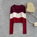 Dopamine-Inspired Colorblock Polo Neck Long Sleeve Knit Sweater For Women, Slim Fit Cropped Top, Autumn Casual Wear_ecoleips.com