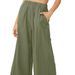 Effortless High-Waisted Wide-Leg Linen-Blend Trousers For Women, Comfortable Loose Fit Casual Palazzo Pants_ecoleips.com