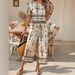 Women's Ethnic Pattern Print Two-Piece Set Short Sleeved Top & Straight Leg Pants Casual Elegant American Style Outfit_ecoleips.com