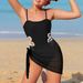 Color Block Floral One Piece Swimsuit For Girls New Hollow Out Wrap Skirt Swimwear_ecoleips.com