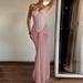Women's Sexy Evening Long Dress European American Style Waist Cinching Strapless Elegant Casual Ribbon Trimmed_ecoleips.com