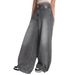Cross-border Foreign Trade European And American Washed Gray Wide-leg Extra-long Floor-length Ripped Loose Casual Jeans_ecoleips.com
