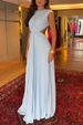 Women's Sleeveless round Neck Long Dress Elegant Backless Design Cross Pleated Solid Color European American Style_ecoleips.com