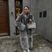 Longline Vegan Fox Fur Coat – Oversized Faux Fur Trench With Detachable Collar & Deep Pockets (Black/White) – Streetwear Elegance For Women_ecoleips.com